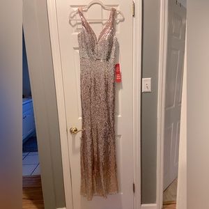 Pink and silver ombré sequence gown.